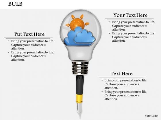 0814 Stock Photo Graphics Of Sun And Cloud In Bulb PowerPoint Slide