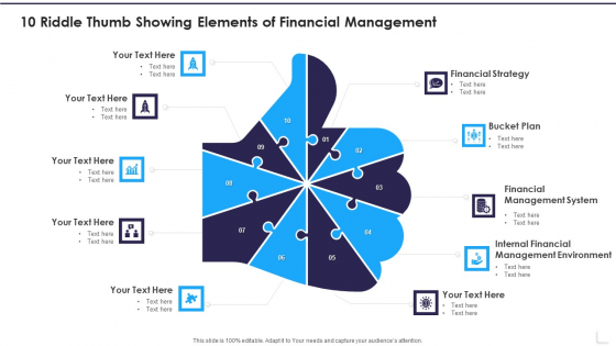 10 Riddle Thumb Showing Elements Of Financial Management Slides PDF