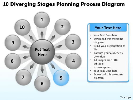 10 Diverging Stages Planning Process Diagram Circular Flow Spoke Network PowerPoint Slides 10 Diverging Stages Planning Process Diagram Circular Flow Spoke Network PowerPoint Slides