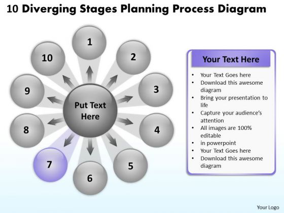 10 Diverging Stages Planning Process Diagram Radial Network PowerPoint Templates 10 Diverging Stages Planning Process Diagram Radial Network PowerPoint Templates