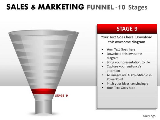 10 Stage Sales And Marketing Funnel Editable PowerPoint Graphics Slide 10 Stage Sales And Marketing Funnel Editable PowerPoint Graphics Slide