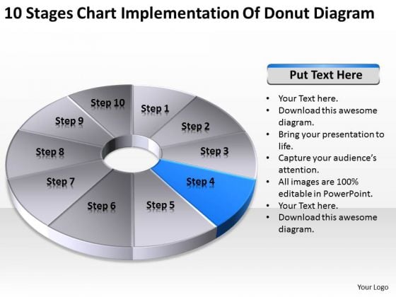 10 Stages Chart Implementation Of Donut Diagram Business Plan PowerPoint Slides 10 Stages Chart Implementation Of Donut Diagram Business Plan PowerPoint Slides