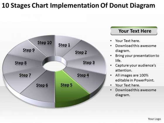 10 Stages Chart Implementation Of Donut Diagram Ppt Business Plan PowerPoint Slides 10 Stages Chart Implementation Of Donut Diagram Ppt Business Plan PowerPoint Slides