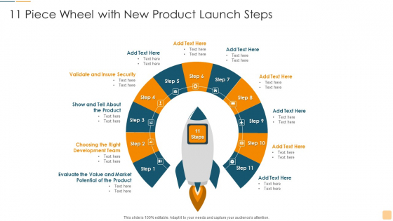11 Piece Wheel With New Product Launch Steps Ppt Diagram Lists PDF