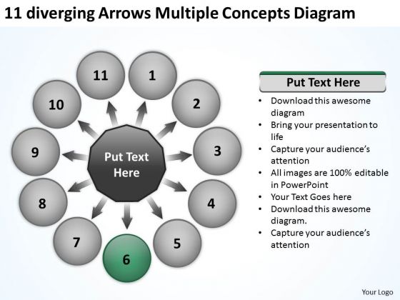 11 Diverging Arrows Multilple Concepts Diagram Circular Flow Process PowerPoint Slides 11 Diverging Arrows Multilple Concepts Diagram Circular Flow Process PowerPoint Slides