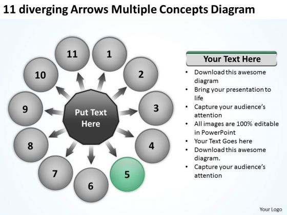 11 Diverging Arrows Multilple Concepts Diagram Circular Spoke Process PowerPoint Slides 11 Diverging Arrows Multilple Concepts Diagram Circular Spoke Process PowerPoint Slides