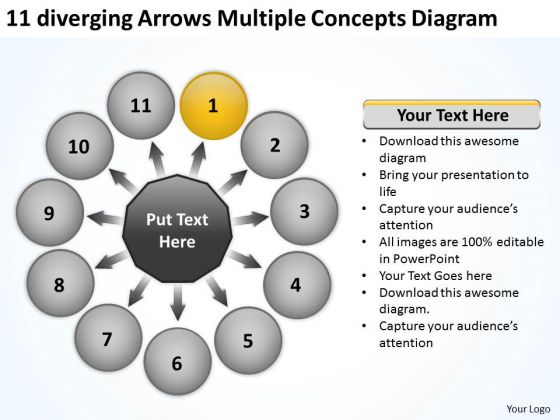 11 Diverging Arrows Multilple Concepts Diagram Pie Network PowerPoint Templates 11 Diverging Arrows Multilple Concepts Diagram Pie Network PowerPoint Templates
