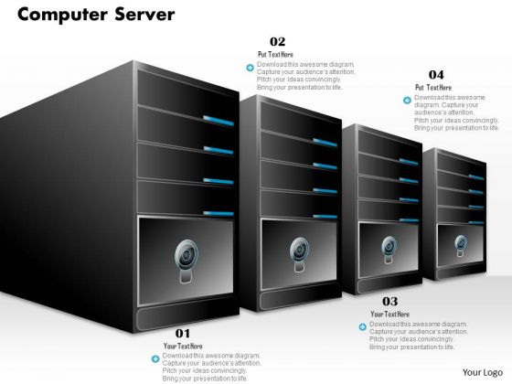 1 Computer Server Stack In A Line With Computer And Power Switch Ppt Slide 1 Computer Server Stack In A Line With Computer And Power Switch Ppt Slide