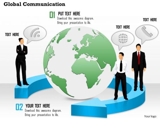 1 Global Communication With Globe In The Middle And Customers With Mobile Devices Ppt Slides