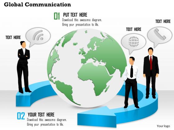 1 Global Communication With Globe In The Middle And Customers With Mobile Devices Ppt Slides 1 Global Communication With Globe In The Middle And Customers With Mobile Devices Ppt Slides
