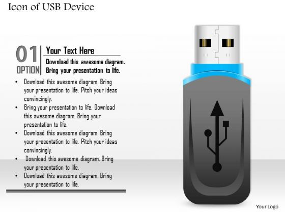 1 Icon Of A Usb Device With Data Storage Ppt Slides 1 Icon Of A Usb Device With Data Storage Ppt Slides