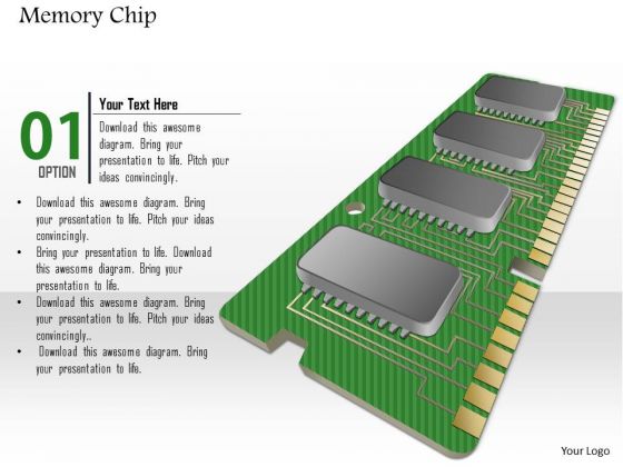 1 Memory Chip Shown By Pcb Printed Circuit Board With Chips And Connections Ppt Slides 1 Memory Chip Shown By Pcb Printed Circuit Board With Chips And Connections Ppt Slides