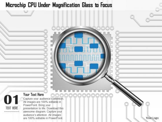 1 Microchip Cpu Under Magnifying Glass To Focus On A Topic And Show Magnification Ppt Slides 1 Microchip Cpu Under Magnifying Glass To Focus On A Topic And Show Magnification Ppt Slides