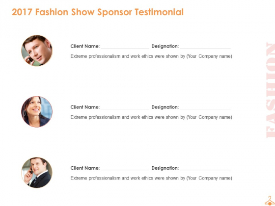 2017 Fashion Show Sponsor Testimonial Ppt PowerPoint Presentation Icon Graphics Example 2017 Fashion Show Sponsor Testimonial Ppt PowerPoint Presentation Icon Graphics Example