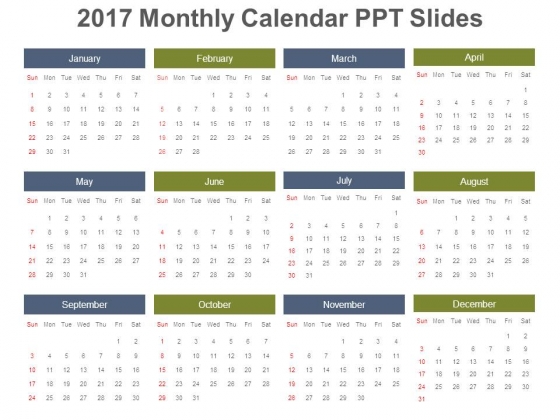 2017 Monthly Calendar Ppt Slides 2017 Monthly Calendar Ppt Slides