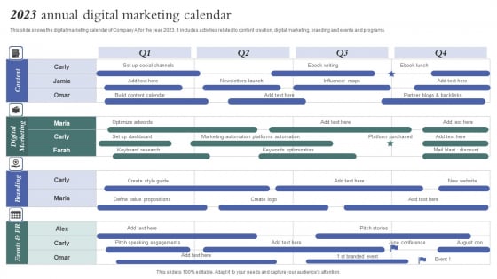 2023 Annual Digital Marketing Calendar Background PDF