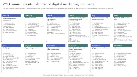 2023 Annual Events Calendar Of Digital Marketing Company Structure PDF