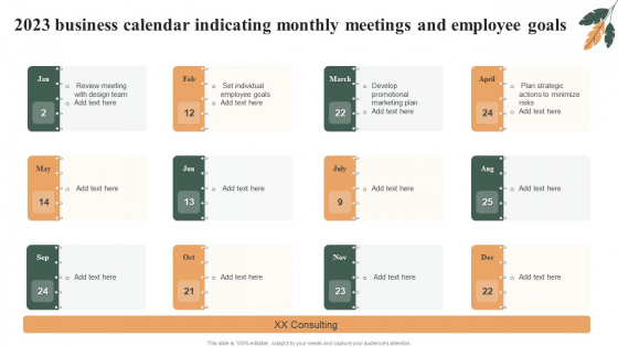 2023 Business Calendar Indicating Monthly Meetings And Employee Goals Template PDF 2023 Business Calendar Indicating Monthly Meetings And Employee Goals Template PDF