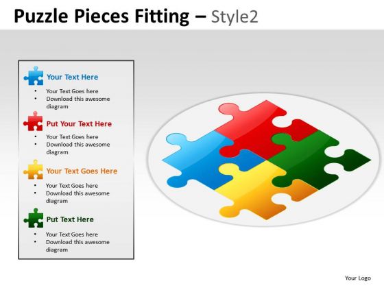 2x2 Puzzle Pieces Fitting PowerPoint Slides And Ppt Diagram Templates