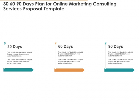 30 60 90 Days Plan For Online Marketing Consulting Services Proposal Template Ppt Summary Icons PDF