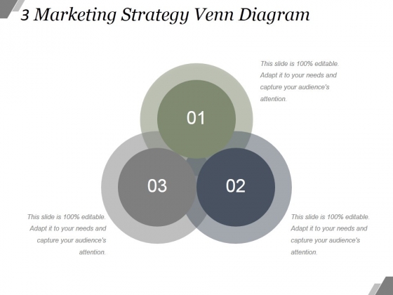 3 Marketing Strategy Venn Diagram Ppt PowerPoint Presentation Sample