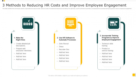 3 Methods To Reducing HR Costs And Improve Employee Engagement Topics PDF