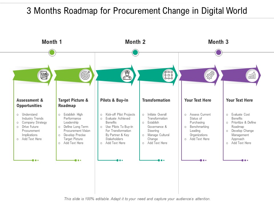 3 Months Roadmap For Procurement Change In Digital World Infographics ...