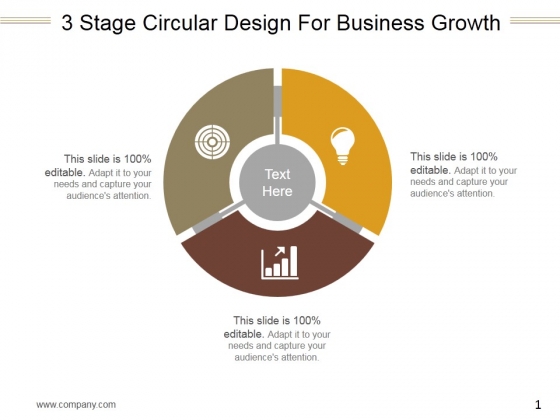 3 Stage Circular Design For Business Growth Ppt PowerPoint Presentation Inspiration