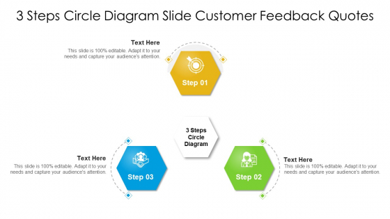3 Steps Circle Diagram Slide Customer Feedback Quotes Pictures PDF 3 Steps Circle Diagram Slide Customer Feedback Quotes Pictures PDF