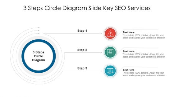 3 Steps Circle Diagram Slide Key SEO Services Infographics PDF