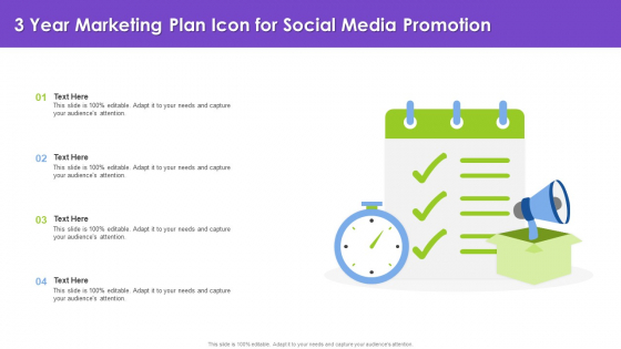 3 Year Marketing Plan Icon For Social Media Promotion Infographics PDF
