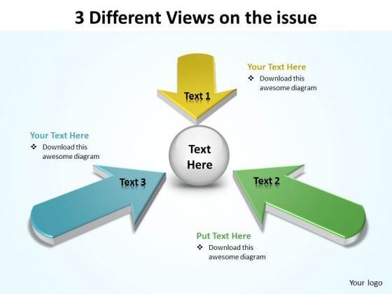 3 Different Views On The Issue Ppt Slides Diagrams Templates 3 Different Views On The Issue Ppt Slides Diagrams Templates