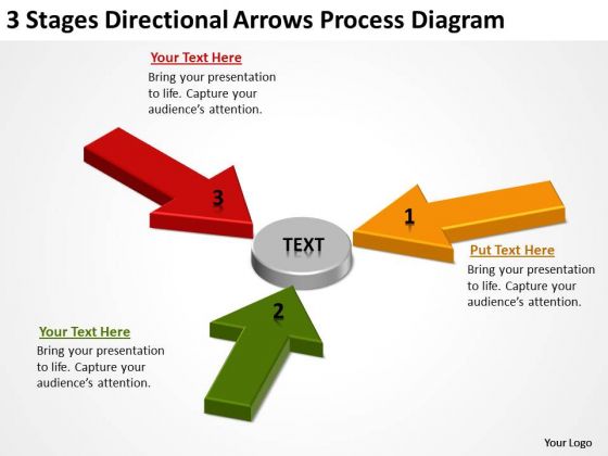 3 Stages Directional Arrows Process Diagram Business Plan Service PowerPoint Templates