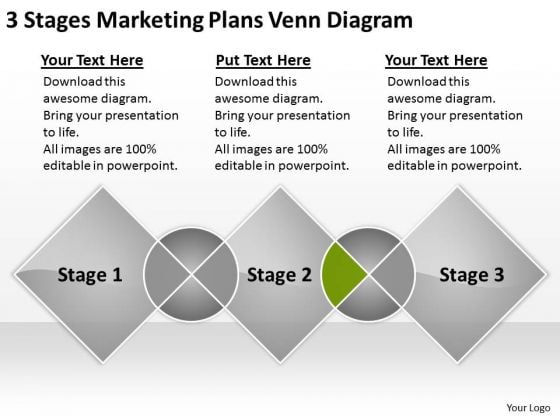 3 Stages Marketing Plans Venn Diagram Business PowerPoint Slides