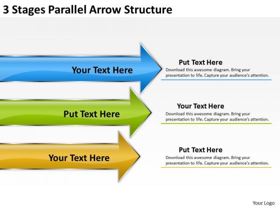 3 Stages Parallel Arrow Structure Business Plan Basics PowerPoint Slides