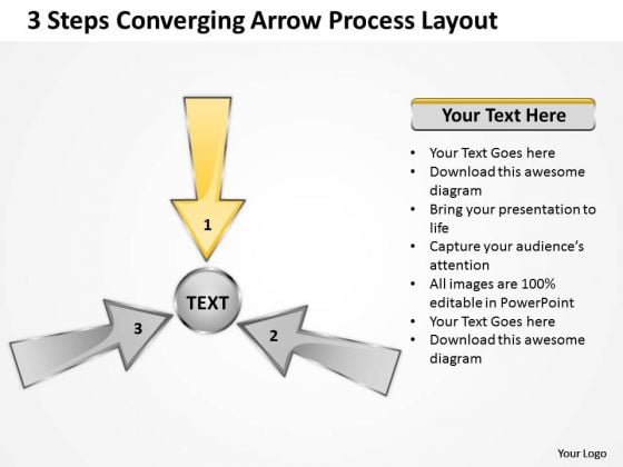 3 Steps Converging Arrow Process Layout Cycle Flow Diagram PowerPoint Template 3 Steps Converging Arrow Process Layout Cycle Flow Diagram PowerPoint Template