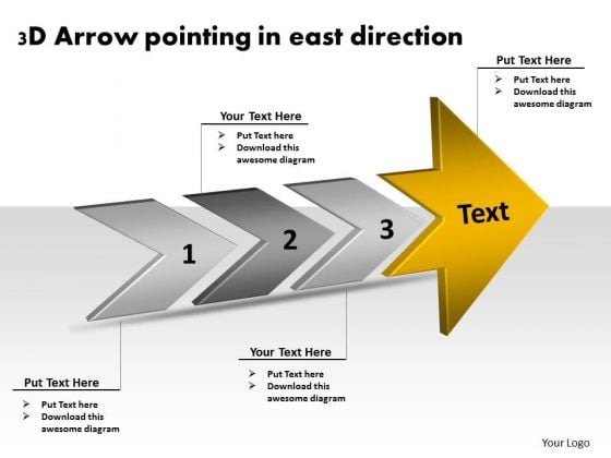 3d Arrow Pointing East Direction Making Flowchart PowerPoint Slides 3d Arrow Pointing East Direction Making Flowchart PowerPoint Slides