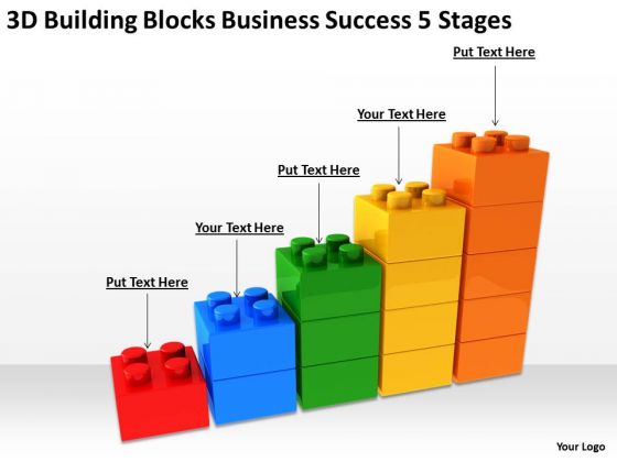 3d Building Blocks Business Success 5 Stages Ideas PowerPoint Slides