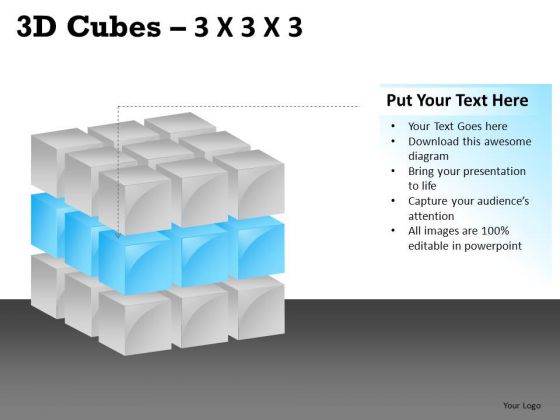 3d Cube Showing Middle Layer Ppt Slides And PowerPoint Template Diagram