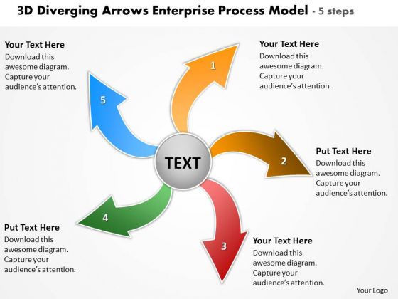 3d Diverging Arrows Enterprise Process Model 5 Steps Circular PowerPoint Slides 3d Diverging Arrows Enterprise Process Model 5 Steps Circular PowerPoint Slides