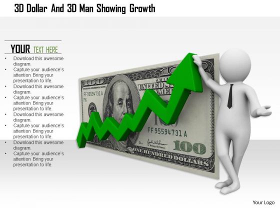 3d Dollar And 3d Man Showing Growth 3d Dollar And 3d Man Showing Growth