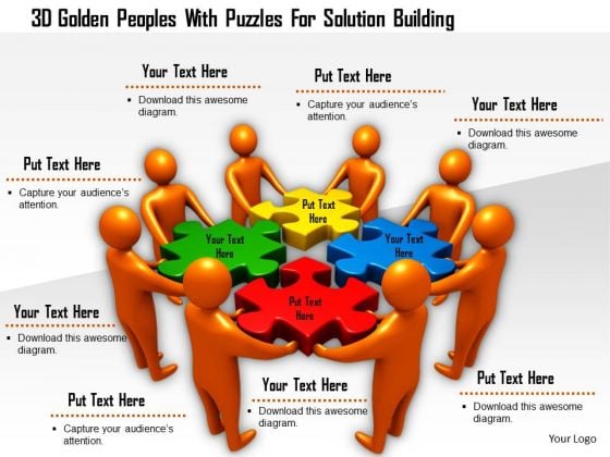 3d Golden Peoples With Puzzles For Solution Building 3d Golden Peoples With Puzzles For Solution Building