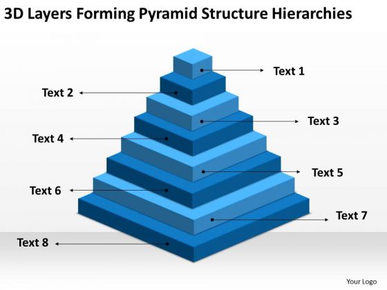 3d Layers Forming Pyramid Structure Hierarchies Business Plan Consultant PowerPoint Slides
