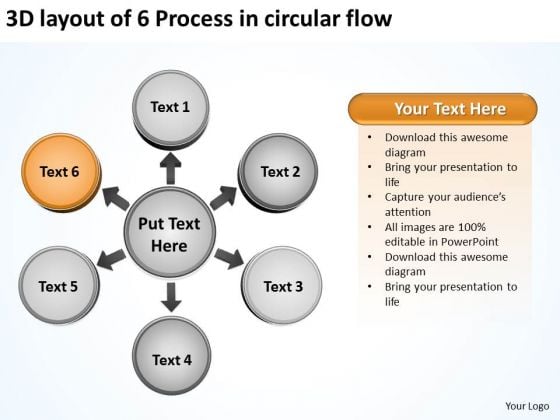 3d Layout Of 6 Process In Circular Flow Cycle Spoke PowerPoint Slides 3d Layout Of 6 Process In Circular Flow Cycle Spoke PowerPoint Slides