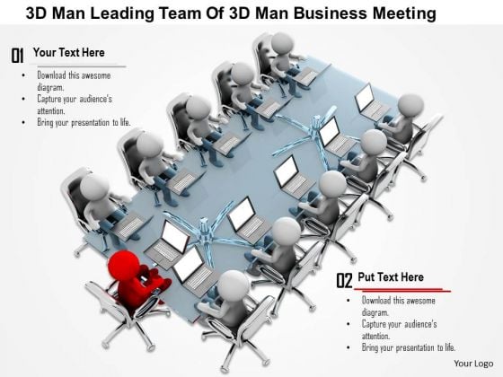 3d Man Leading Team Of 3d Man Business Meeting 3d Man Leading Team Of 3d Man Business Meeting