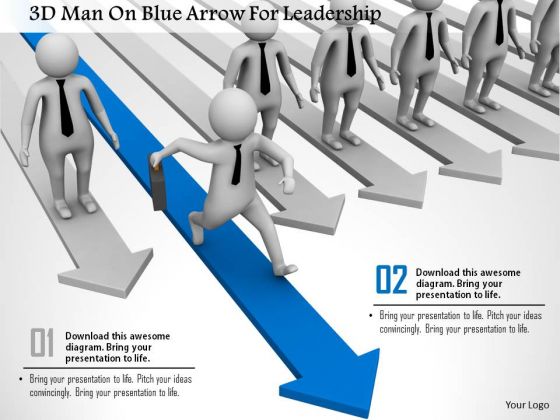 3d Man On Blue Arrow For Leadership 3d Man On Blue Arrow For Leadership