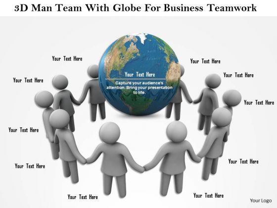3d Man Team With Globe For Business Teamwork 3d Man Team With Globe For Business Teamwork