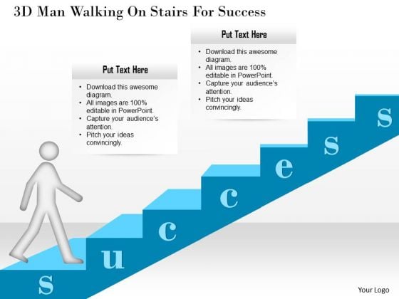 3d Man Walking On Stairs For Success Presentation Template 3d Man Walking On Stairs For Success Presentation Template