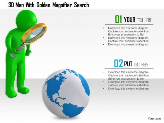 3d Man With Golden Magnifier Search 3d Man With Golden Magnifier Search