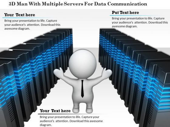 3d Man With Multiple Servers For Data Communication 3d Man With Multiple Servers For Data Communication